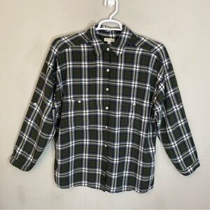 Max Studio Rayon Green Plaid button up Shirt size XL women’s shirt